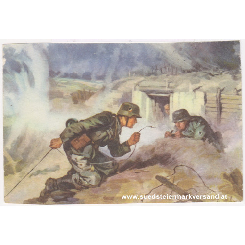 Ansichtskarte / Postkarte, Deutsche Wehrmacht, Störungssucher flicken eine Telefonleitung