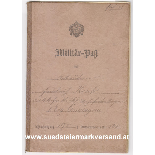 k. u. k. Militär - Pass k. k. Inf. Regmt. Freiherr von Hess Nr. 49