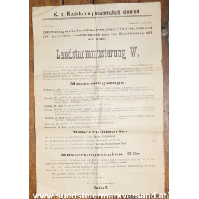 1. Weltkrieg Landsturmmusterung - k.k. Bezirkshauptmannschaft Gmünd am 2. April 1918