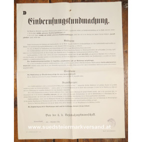 1. Weltkrieg Einberufungskundmachung - k.k. Bezirkshauptmannschaft - Korneuburg am 20. September 1914