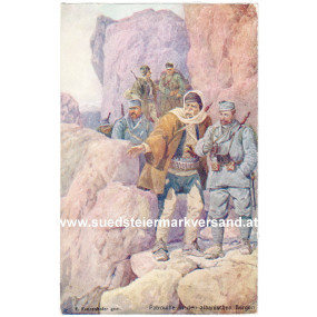 I. Weltkrieg k.u.k. Feldpostkarte, Patrouille in den albanischen Bergen