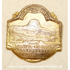 Kappenabzeichen - LOVCENSTIFTUNG des k.u.k. Militär- General-Gouvernement in Montenegro 10. JAN. 1916